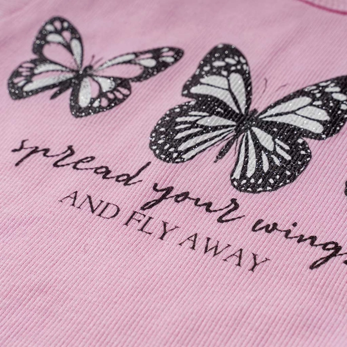 Παιδική μπλούζα για κορίτσια spread your wings ροζ κοντομάνικες μπλούζες οικονομικές καλοκαιρινές ελληνικές ετών (2)