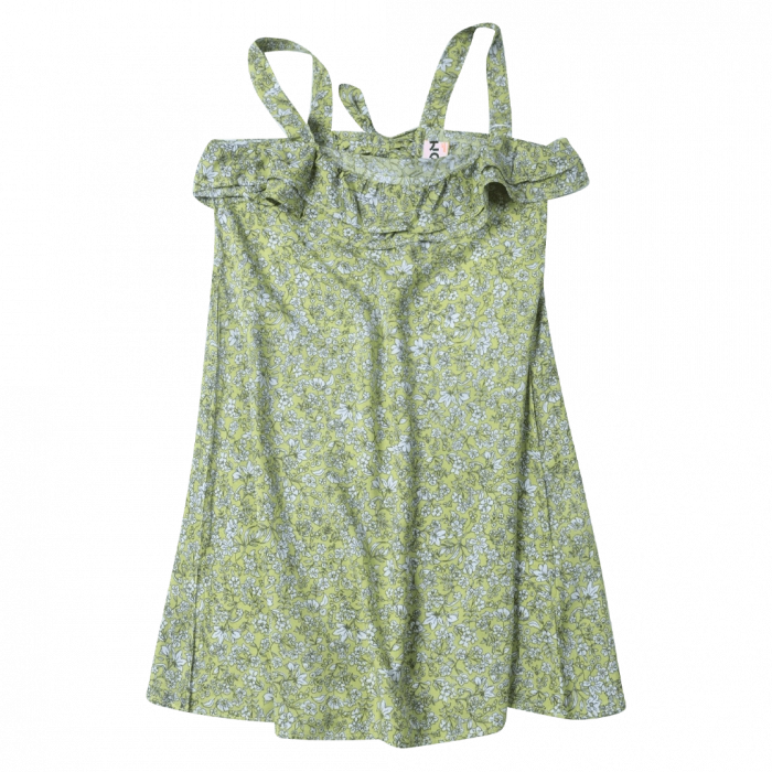 Παιδικό φόρεμα Losan για κορίτσια florilicious πράσινο καλοκαιρινά φορέματα μοντέρνα λουλουδάτα κοντομάνικα ετών