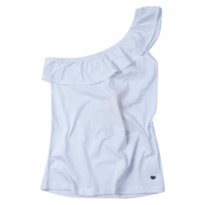 Παιδική μπλούζα Losan για κορίτσια one side άσπρο μπλούζες αμάνικες καλοκαιρινές μοντέρνες κοριτσίστικες ετών