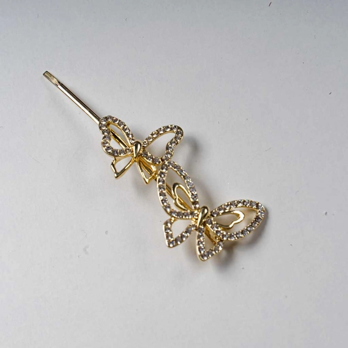 Σετ τσιμπιδάκια για μαλλιά butterfly pearl χρυσό καρφίτσες κλιπς μεταλλικά αμπιγέ για γάμους βαφτίσεις παιδικά (2)