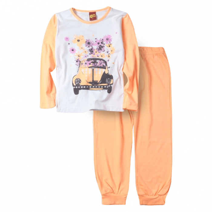 Παιδική πιτζάμα Trax για κορίτσια Carte πορτοκαλί χειμωνιάτικη ελληνική με στάμπα ετών online (1)