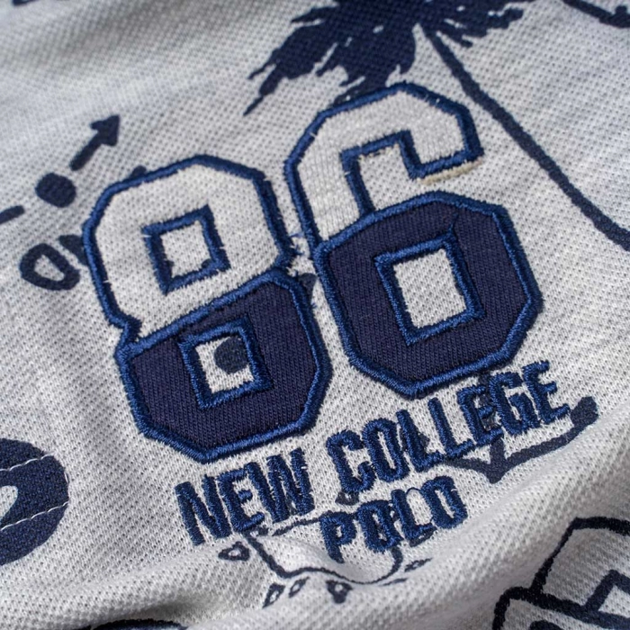 Παιδική μπλούζα polo New college για αγόρια beach drink γκρι παιδικά πόλο μπλουζάκια κοντομάνικα ελληνικά Online (3)