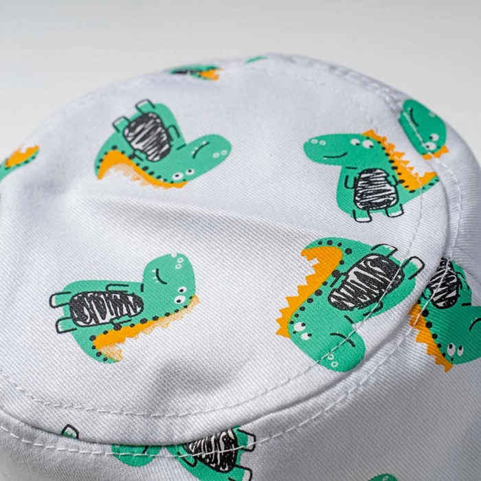 Παιδικό Bucket καπέλο για αγόρια Dinosaur Little άσπρο καλοκαιρινό για παραλία για βόλτα μοντέρνο ετών online (3)