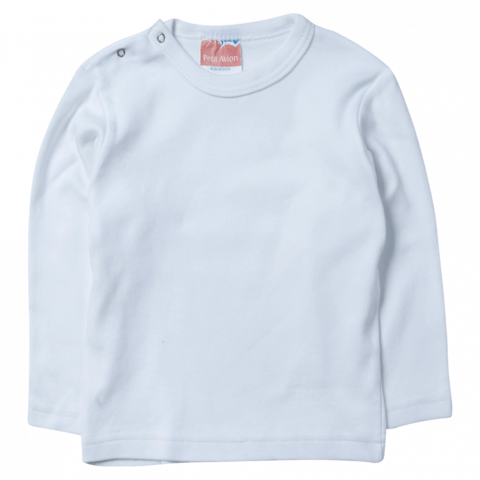Βρεφική μπλούζα petit white άσπρο μακρυμάνικες μπλούζες μονόχρωμες λευκές οικονομικές