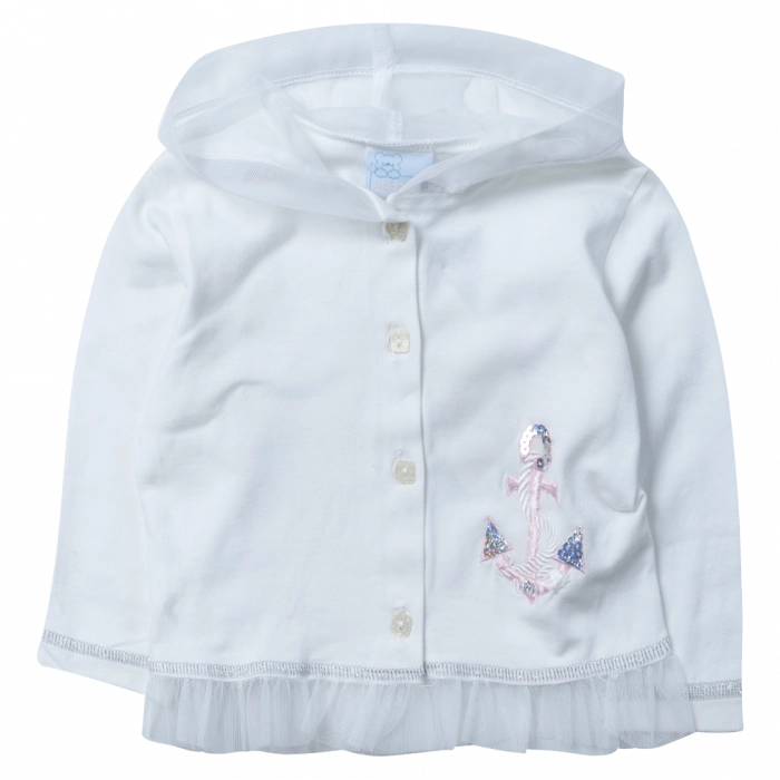 Παιδική ζακέτα για κορίτσια white sea άσπρο φούτερ λεπτή ζακέτες λευκές μονόχρωμες ελληνικές ετών