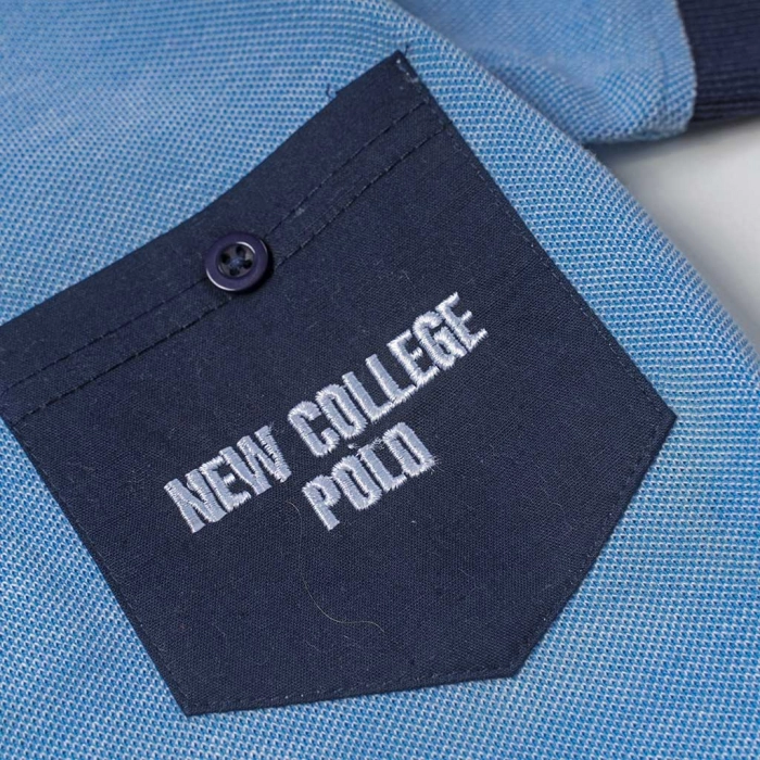 Παιδική μπλούζα polo New college για αγόρια overseas γαλάζιο παιδικά πόλο μπλουζάκια κοντομάνικα ελληνικά Online (3)