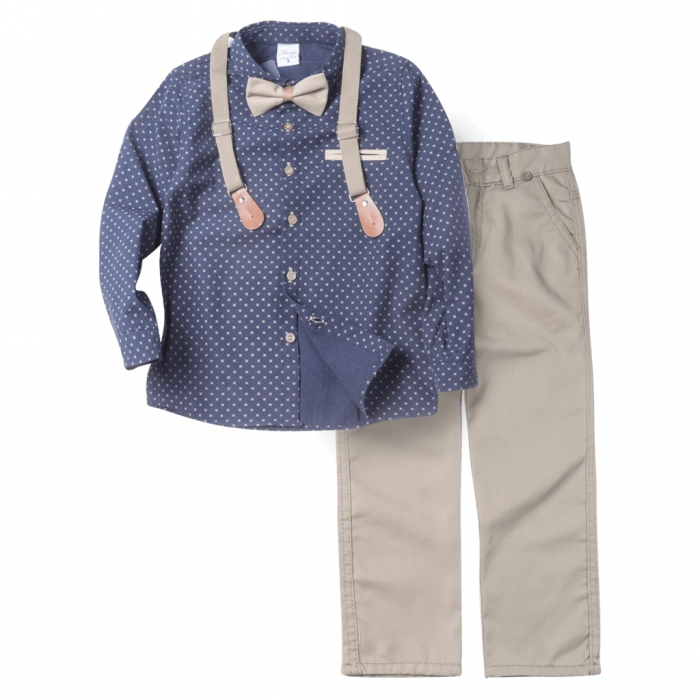 Παιδικό σετ με πουκάμισο για αγόρια Boss navy μπλε καλό ντύσιμο εποχιακά ετών casual online (1)