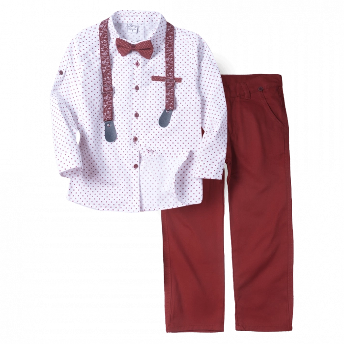 Παιδικό σετ με πουκάμισο για αγόρια Mojo κόκκινο καλό ντύσιμο εποχιακά ετών casual online (1)