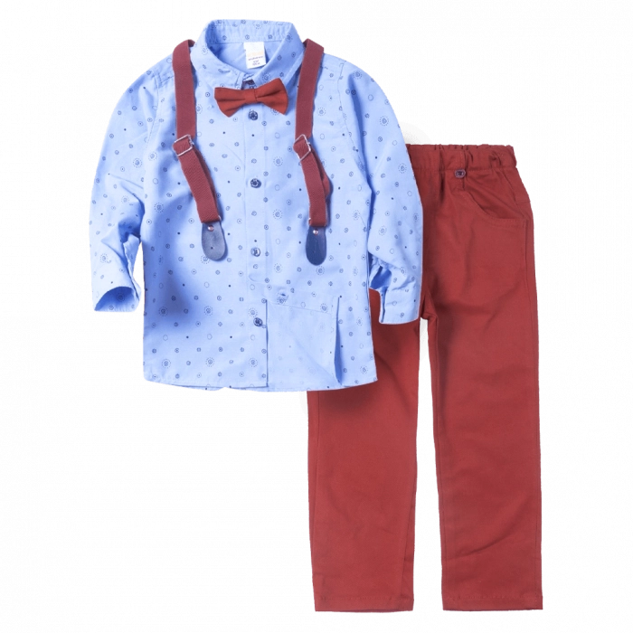 Παιδικό σετ με πουκάμισο για αγόρια Lipo2 γαλάζιο αμπιγέ σετάκια οικονξομικά online ετών για γιορτές γάμους βαφτίσεις