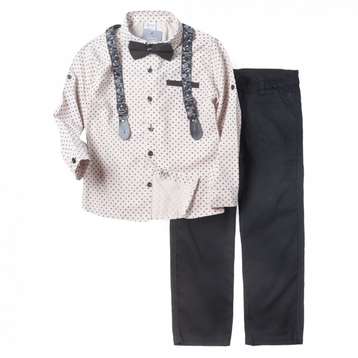 Παιδικό σετ με πουκάμισο για αγόρια Gary μπεζ καλό ντύσιμο ετών εποχιακά casual online (1)
