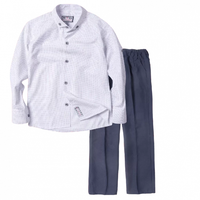 Παιδικό πουκάμισο για αγόρια Ripon άσπρο αγορίστικα απλά μοντέρνα γάμους βαφτίσεις καλόντύσιμο ετών online | Παιδικό παντελόνι παρέλασης για αγόρια Basic μπλε αγορίστικα παντελόνια για παρελάση online (1) 