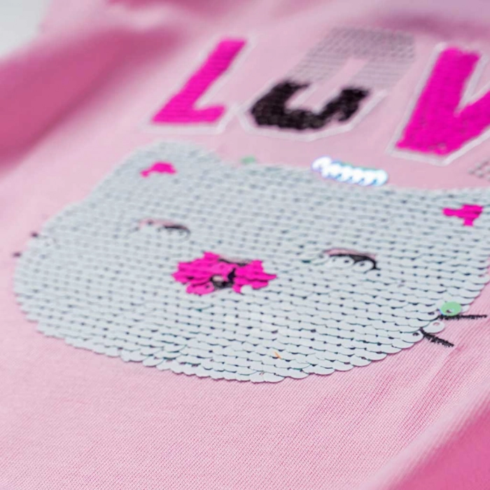 Παιδικό σετ New College για κορίτσια Love cat ροζ καλοκαιρινά καθημερινά σετ ετών επώνυμα online (2)