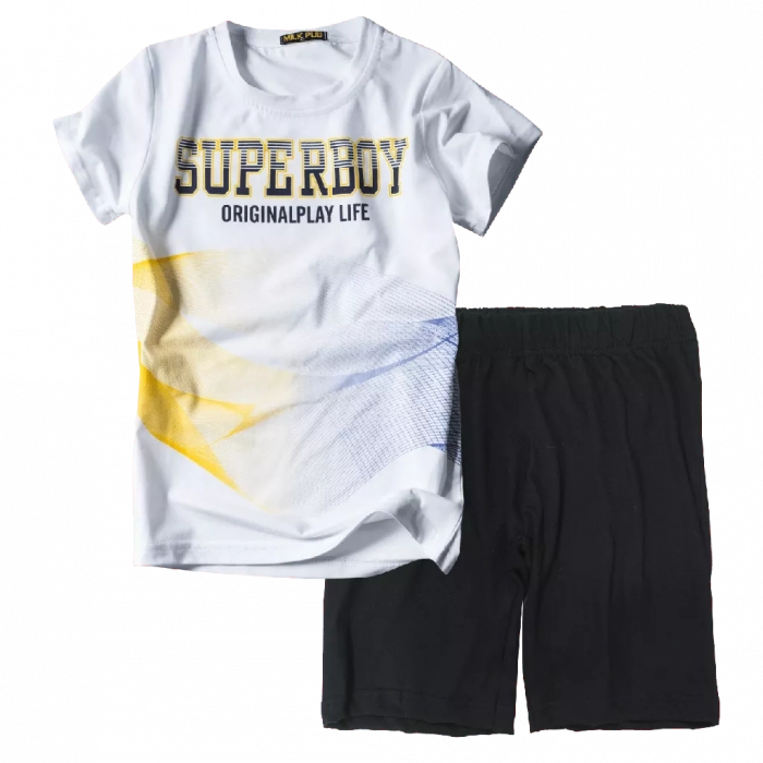 Παιδική μπλούζα για αγόρια Superboy κίτρινο αγορίστικη για το σχολείο καθημερινή αθλητική athletic οικονομική με στάμπα | Παιδική βερμούδα Online για αγόρια Protem μαύρο καλοκαιρινές βερμούδες αγορίστικες σορτσάκια οικονομικά ελληνικά ετών 