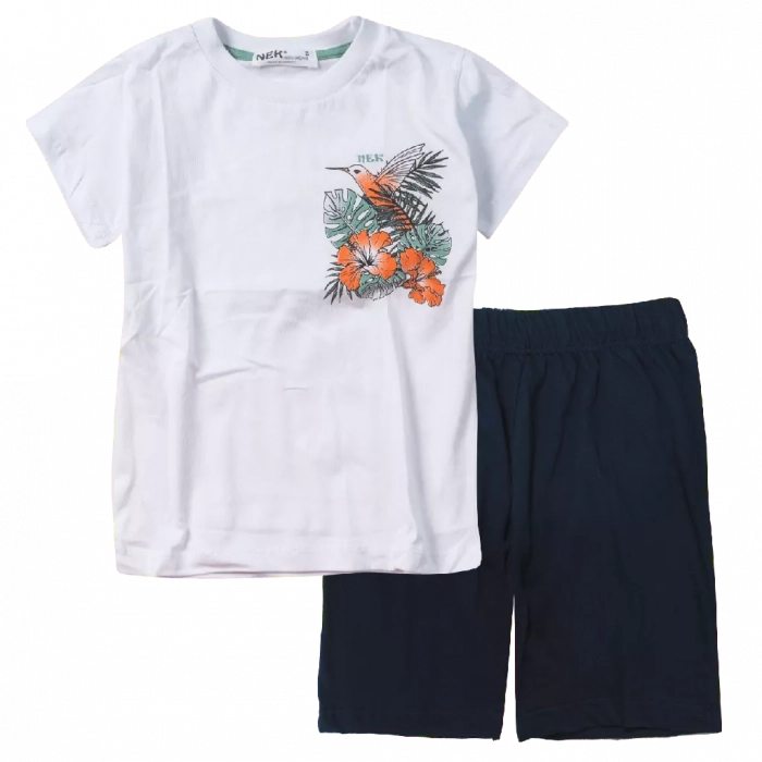Παιδική μπλούζα ΝΕΚ για αγόρια Bird άσπρο αγορίστικη καλοκαιρινή μοντέρνα καθημερινή κοντομάνικη ετών Online    (3) | Παιδική βερμούδα Online για αγόρια Protem μπλε καλοκαιρινές βερμούδες αγορίστικες σορτσάκια οικονομικά ελληνικά ετών 
