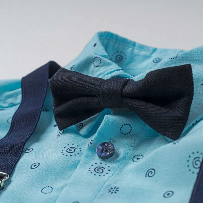Παιδικό πουκάμισο για αγόρια Olpito γαλάζιο μοντέρνο αγορίστικο με τιράντες και παπιγιόν ετών online (2)