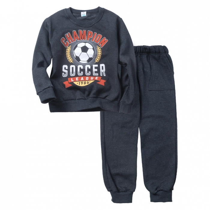 Παιδικό σετ φόρμας φορμας online για αγόρια Soccer ανθρακί αγορίστικο ζεστό χειμωνιάτικες με χνούδι ετών online (1)