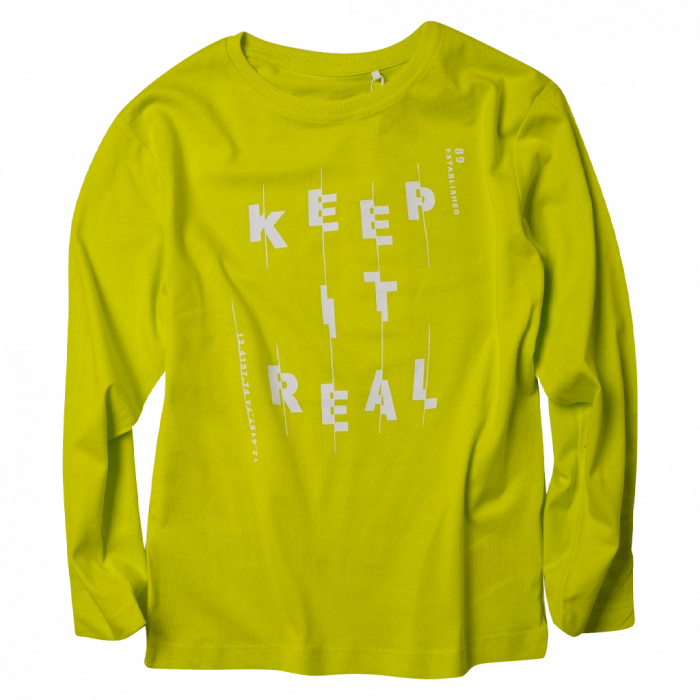 Παιδική μπλούζα Name is για αγόρια Keep it κίτρινο λεπτές μπλούζες εποχιακές μακρυμάνικες επώνυμες ετών online  (1)
