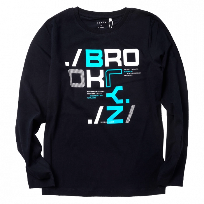 Παιδική μπλούζα Name it για αγόρια Bro μπλε καθημερινές ετών επώνυμες εποχιακές μακρυμάνικες online  (1)