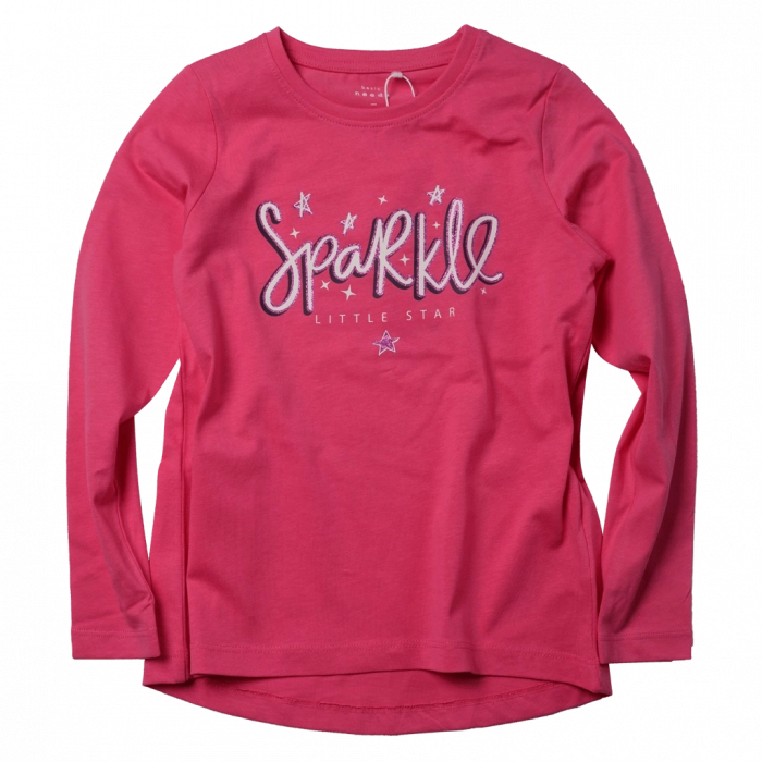Παιδική μπλούζα Name it για κορίτσια Sparkle ροζ καθημερινές εποχιακές μπλούζες ετών επώνυμες Olnine (1)
