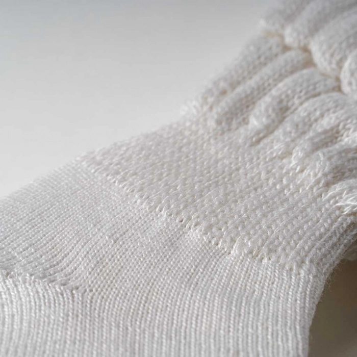Παίδικές πλεκτές κάλτσες για κορίτσια Just White άσπρο ζεστές χειμωνιάτικες για το σχολείο ετών Online (1)