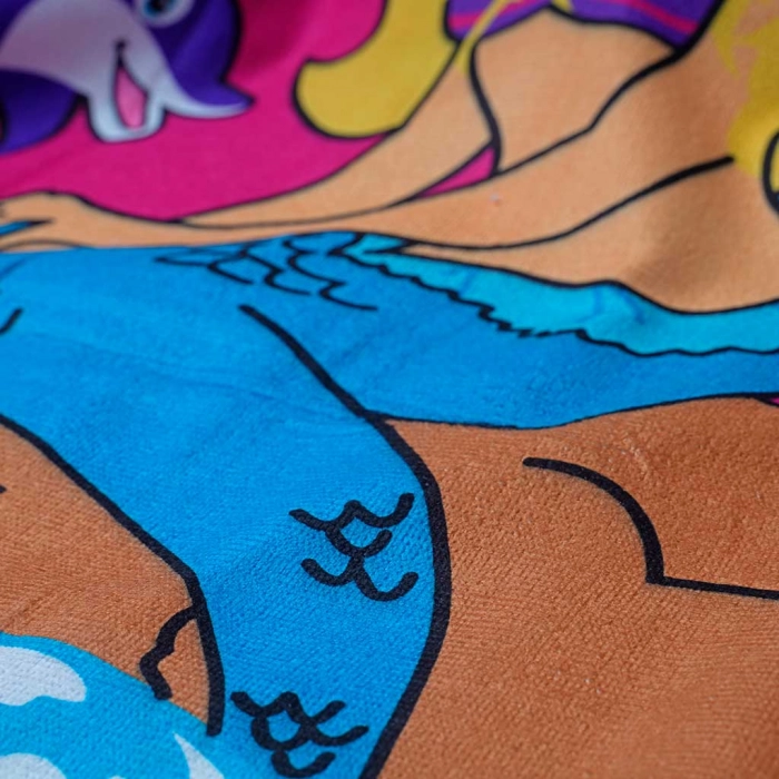 Παιδικό πόντσο θαλάσσης πετσέτα για κορίτσια mermaid ροζ θάλασσα παραλία ετών online (7)
