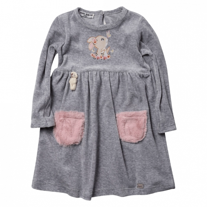 Βρεφικό φόρεμα ΕΒΙΤΑ για κορίτσια Baby Bunny γκρι
