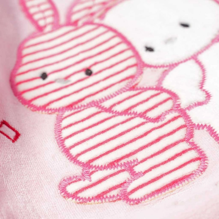 Βρεφικό φορμάκι Εβίτα για κορίτσια Rabbits ροζ νεογέννητα μαιευτήριο βελούδινο βαμβακερό χειμωνιάτικο μηνών online (2)