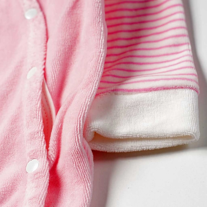 Βρεφικό φορμάκι Εβίτα για κορίτσια Rabbits ροζ νεογέννητα μαιευτήριο βελούδινο βαμβακερό χειμωνιάτικο μηνών online (3)