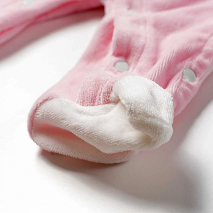 Βρεφικό φορμάκι Εβίτα για κορίτσια Rabbits ροζ νεογέννητα μαιευτήριο βελούδινο βαμβακερό χειμωνιάτικο μηνών online (4)