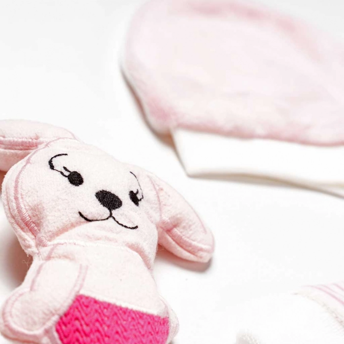Βρεφικό φορμάκι Εβίτα για κορίτσια Rabbits ροζ νεογέννητα μαιευτήριο βελούδινο βαμβακερό χειμωνιάτικο μηνών online (5)