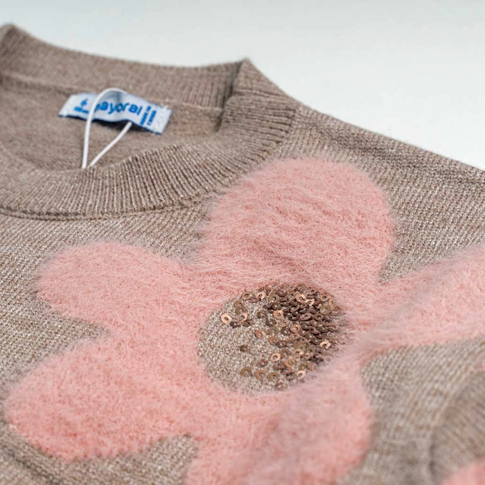 Παιδική μπλούζα Mayoral για κορίτσια Kommi μόκα μοντέρνο ζεστό πουλόβερ επώνυμο ετών online (3)