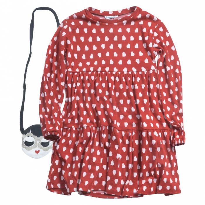 Παιδικό φόρεμα Mayoral  για κορίτσια WhiteHearts κόκκινο μοντερνο casual επώνυμο κοριτσίστικο χειμωνιάτικο ετών Online (1)