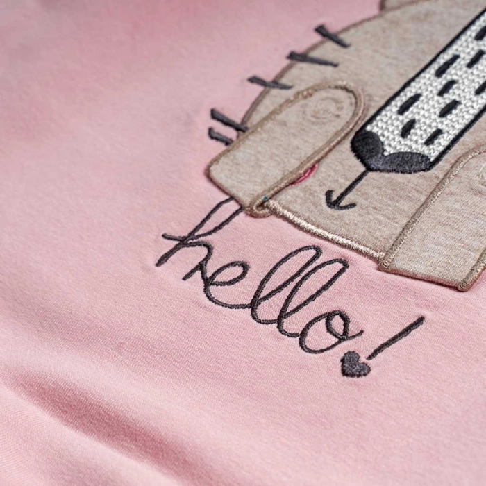 Βρεφικό φόρεμα Mayoral για κορίτσια Hello cat ροζ κοριτσίστικο επώνυμα ζεστό χειμωνιάτικο μηνών online (2)