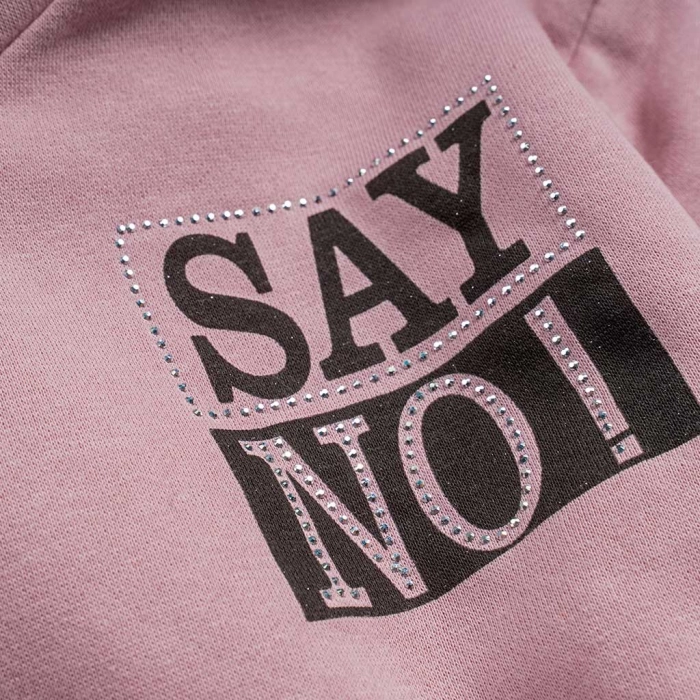 Παιδικό σετ φόρμας New College για κορίτσια Say No ροζ καθημερινές ετών χειμερινές επώνυμες σετάκια online (2)