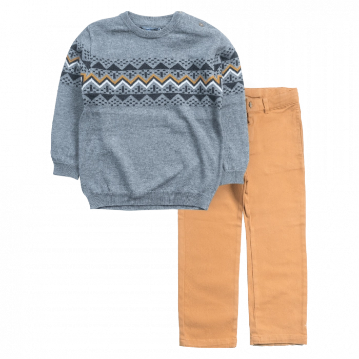 Bρεφικό σετ ρούχων Mayoral για αγόρια Μaffi γκρι κλασσικό αγορίστικό με παντελόνι επώνυμο μηνών Online (1)
