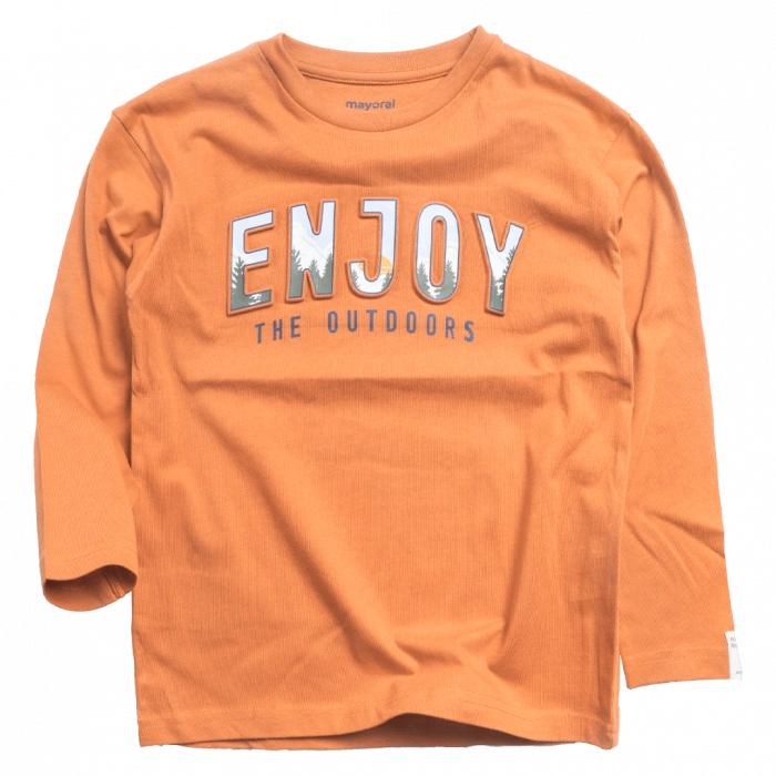 Παιδική μπλούζα Mayoral για αγόρια Enjoy πορτοκαλί λεπτή εποχιακή μπλούζα επώνυμη αγορίστικη ετών online (1)