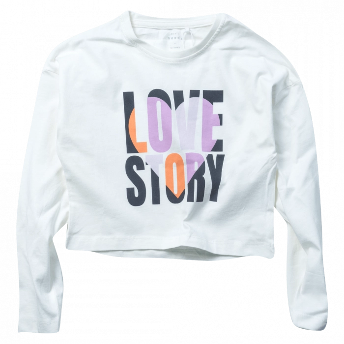 Παιδική μπλούζα Name it για κορίτσια Love story άσπρο καθημερινές εποχιακές ετών επώνυμες online  (1)