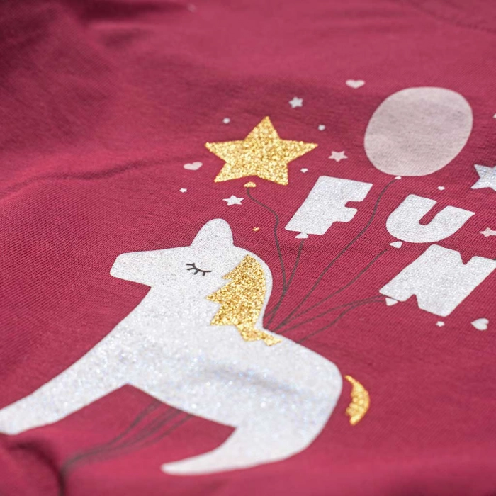 Παιδική μπλούζα ΑΚΟ για κορίτσια Fun μπορντό σχολείο άνετο καθημερίνο μονόκερος ετών online (1)