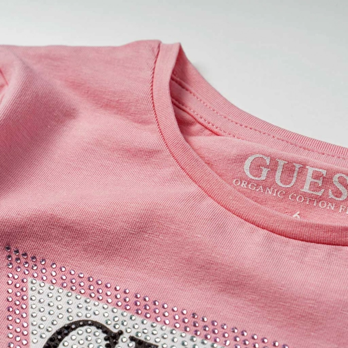 Παιδική μπλούζα GUESS για κορίτσια Strassy ροζ επώνυμη καθημερινή βόλτα σχολείο άνετο ανοιξιάτικη φθινοπωρινή ετών online  (2)