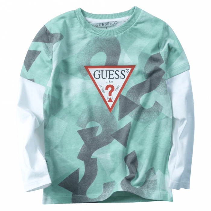 Παιδική μπλούζα GUESS για αγόρια Wood Green φυστικί καθημερινή βόλτα ανοιξιάτικη φθινοπωρινή ετών online (1)