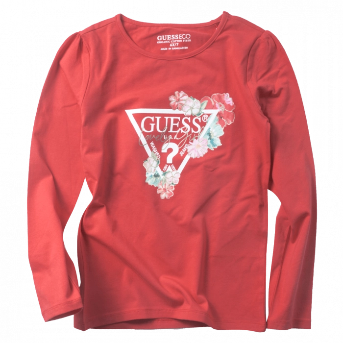 Παιδική μπλούζα GUESS για κορίτσια Lovely Girl κόκκινο καθημερινή σχολείο άνετπ φθιονπωρινή ανοιξιάτικη ετών online (1)