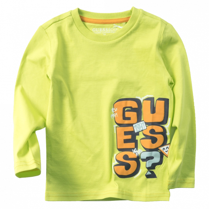Παιδική μπλούζα GUESS για αγόρια Ealing λαχανί online καθημερινό άνετο σχολείο βόλτα ανοιξιάτικο φθινοπωρινό ετών (1)