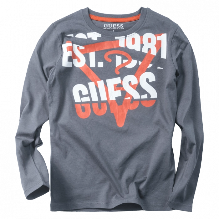Παιδική μπλούζα GUESS για αγόρια Chiswick γκρι σχολείο άνετη καθημερινή βόλτα φθινοπωρινή ανοιξιάτικη ετών online (1)
