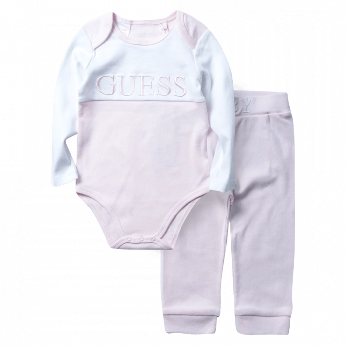 Βρεφικό σετ φόρμας GUESS για αγόρια Baby Icon ροζ επώνυμο καθημερινό ζιπουνάκι άνετο βαμβακερό  μηών online (1)