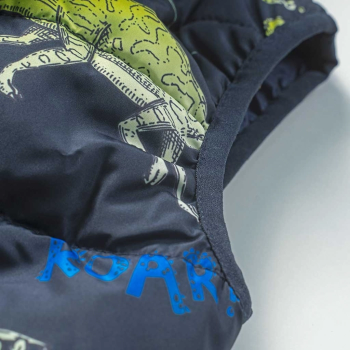 Παιδικό αμάνικο μπουφάν Name it για αγόρια Dino Roar μπλε online δεινόσαυρους άνετο σχολείο φθινοπωρινό ανοιξιάτικο ετών (4)