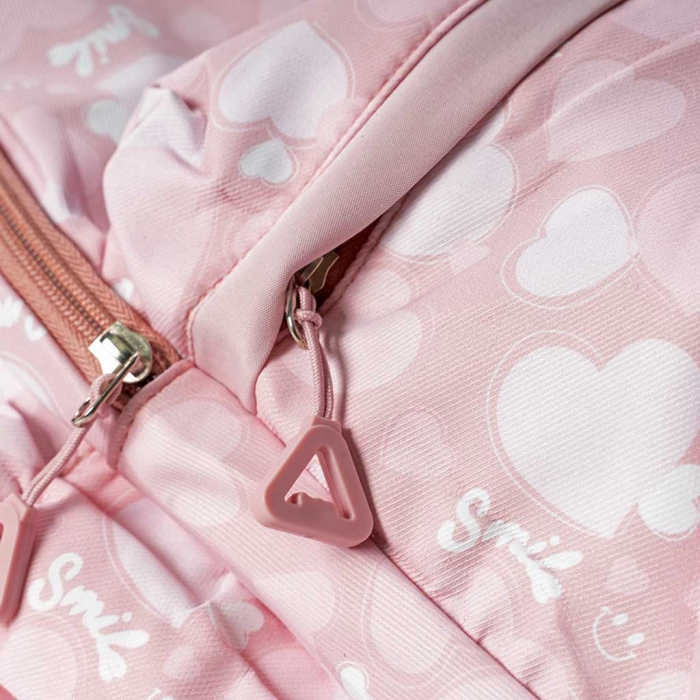 Παιδική τσάντα πλάτης για κορίτσια Smile Heart ροζ σχολείο μοντερνά καθημερινή πλάτης ετών online (3)