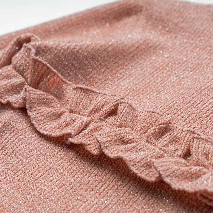Παιδικό φόρεμα Serafino για κορίτσια Claire ροζ online βόλτα casual χειμωνιάτικο άνετο ζεστό χρυσόσκονη ρομαντικό ετών (2)