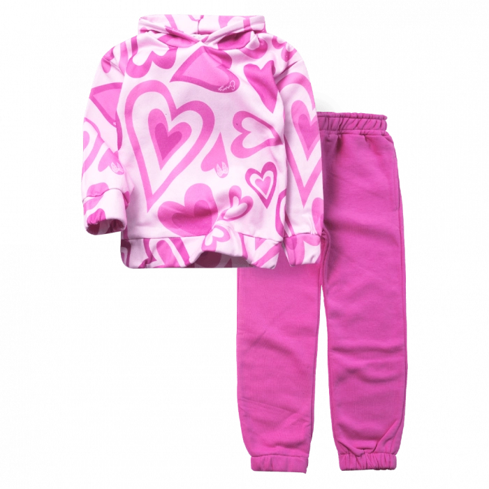 Παιδικό σετ φόρμας Emery για κορίτσια Hearts ροζ σχολείο καθημερινό χειμωνιάτικο άνετο ζεστό ετών online (1)