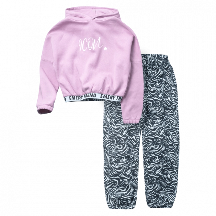 Παιδικό σετ φόρμας Emery για κορίτσια icon zebra ροζ online σχολείο καθημερινό άνετο ζεστό χειμωνιάτικο ετών (1)