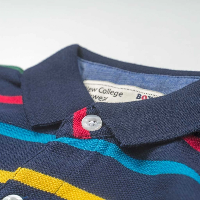 Παιδική μπλούζα polo New College για αγόρια Rainbow Stripes μπλε βόλτα πόλο ανοιξιάτικη φθινοπωρινή ανοιξιάτικη ετών casual polo online (2)